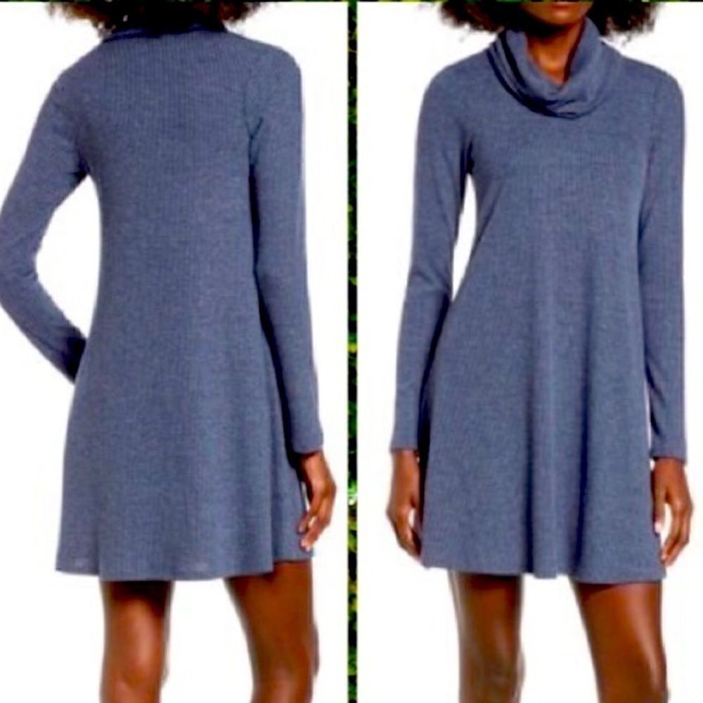 Socialite Maddie Rib Knit Cowl Shift Dress Large